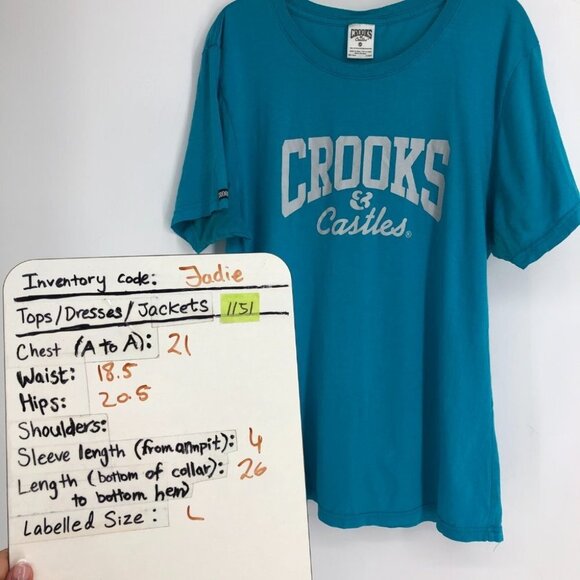 Crooks &  Castles Blue Logo Print Short Sleeve women’s Graphic T-Shirt size L - Picture 9 of 10